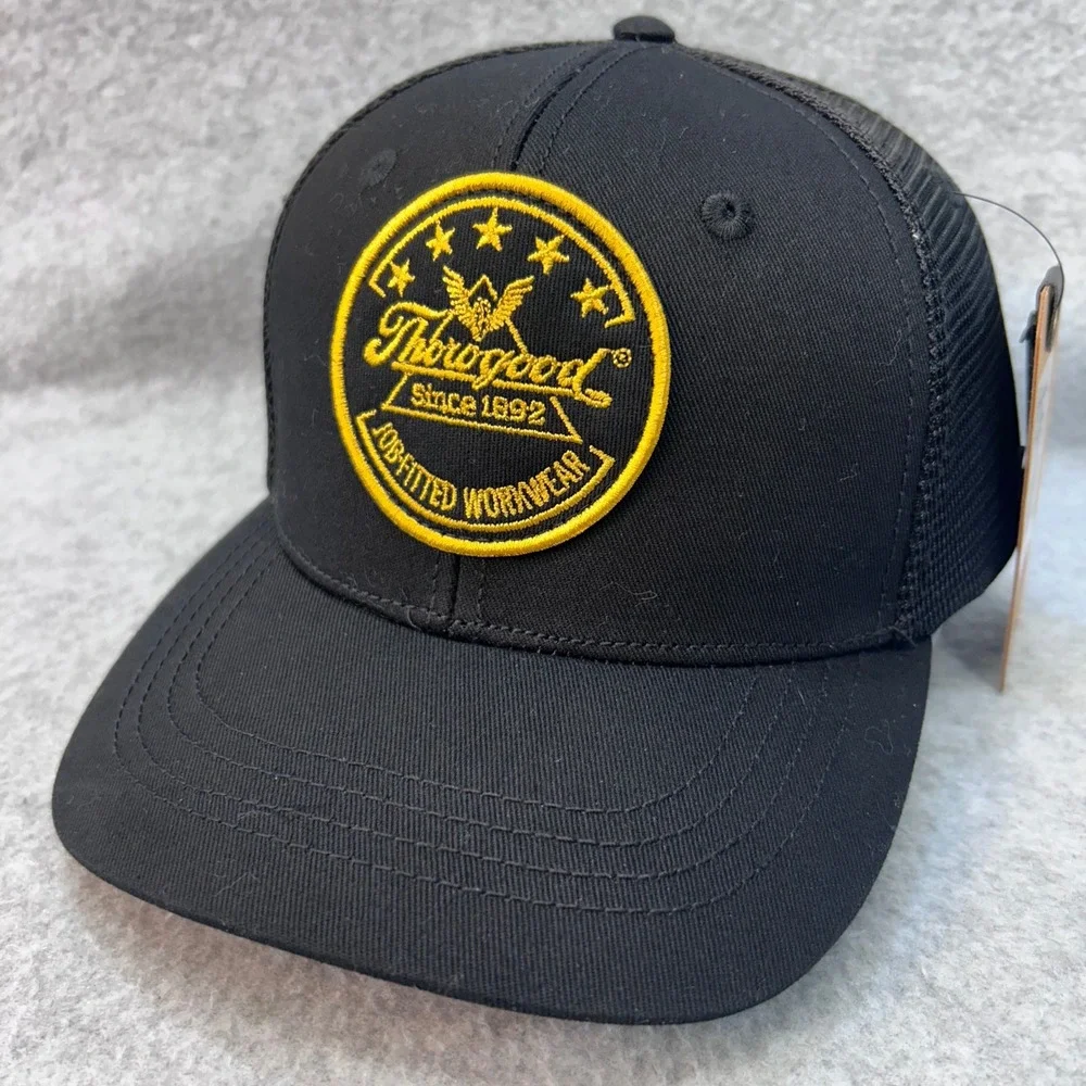 Thorogood Job-Fitted Workwear Mens Black Trucker Hat Mesh Snapback NWT OSFM